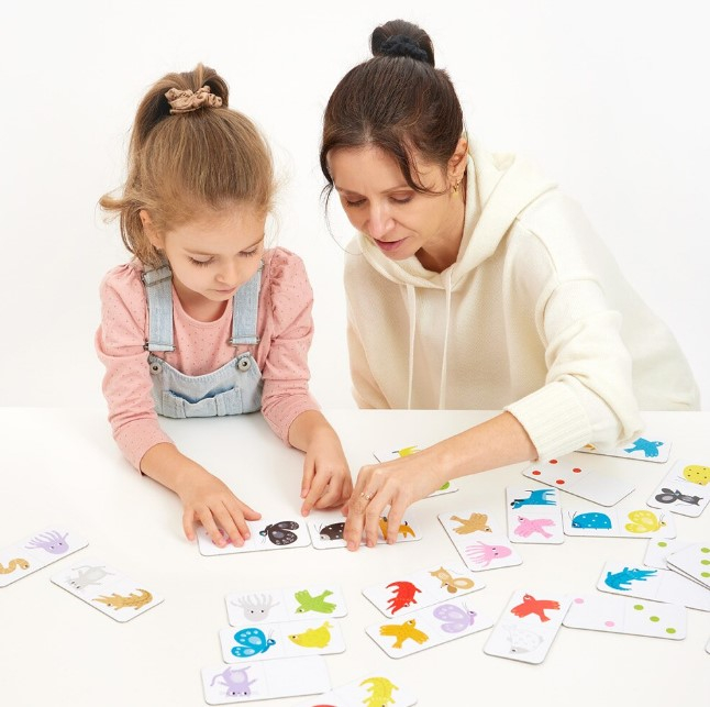 BANANA PANDA-Joc societate educativ pentru copii, Domino cu animale, cifre si culori, Banana Panda, Let's Play, 28 piese printate fata-verso, 2-4 jucatori [5]