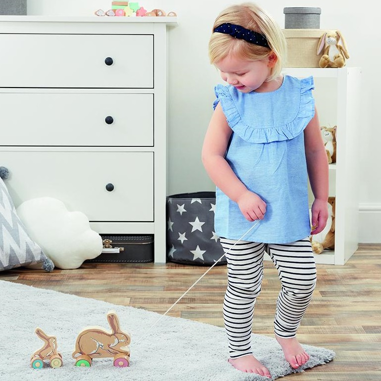 Rainbow Designs-Jucarie de tras din lemn GHMILY cu 2 iepurasi [3]