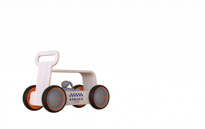 MamaToyz Jucarie din lemn 3 in 1 Politie DriveMe Wood: masinuta ride-on premergator si carucior de jucarii MamaToyz [10]