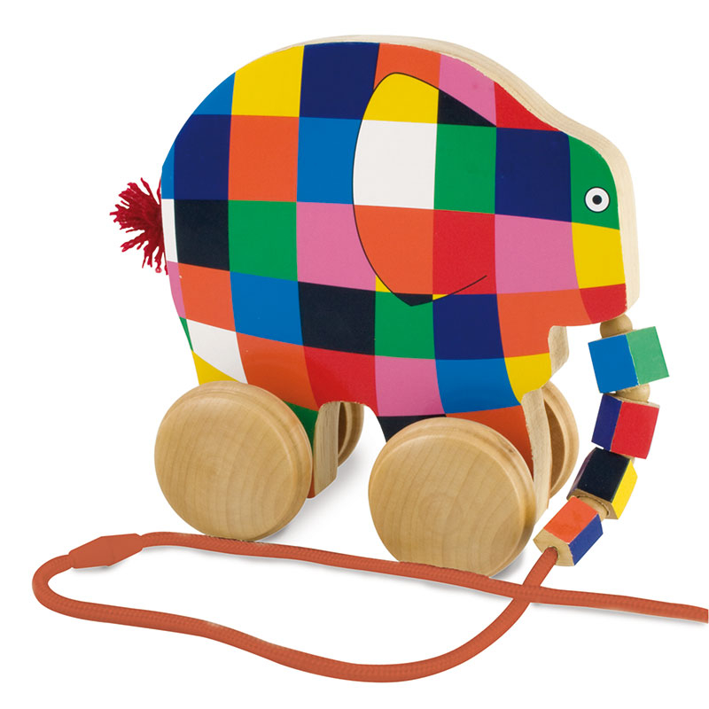 Rainbow Designs-Jucarie din lemn cu roti Elmer, 14 cm [1]