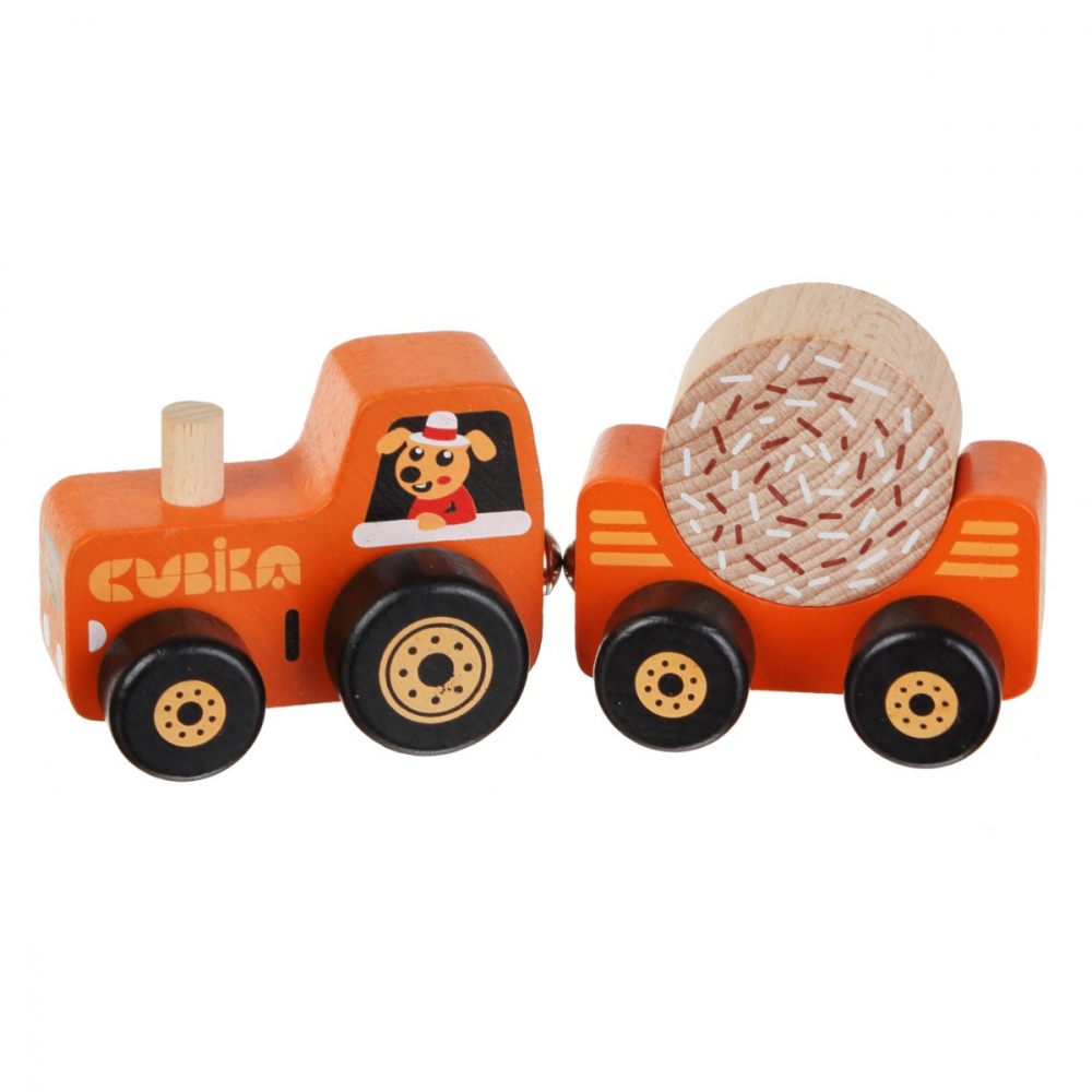 Jucarie din lemn, Cubika, Tractoras cu remorca [2]