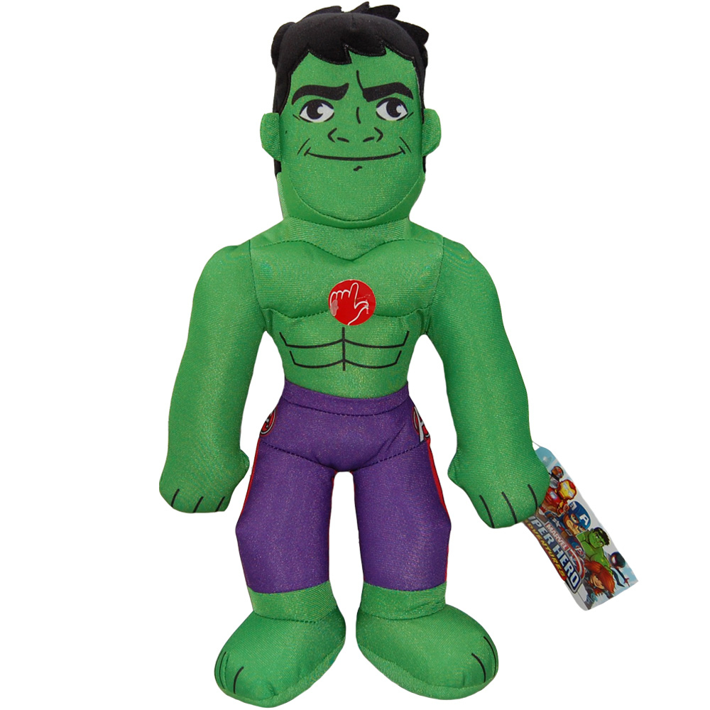 Play by Play-Jucarie din material textil cu sunete Hulk, Marvel Super Hero, 38 cm [1]