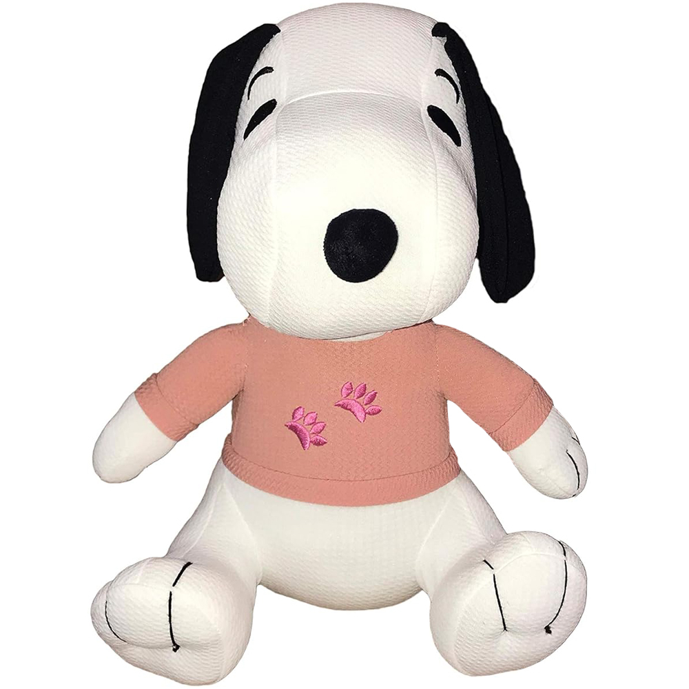 Jucarie din material textil elastic Snoopy cu bluza roz, 32 cm (asezat) [1]