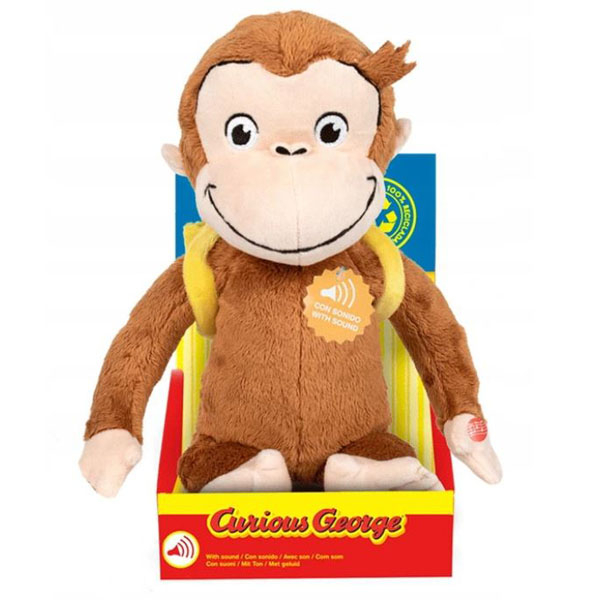 Jucarie din plus cu sunete Curious George cu rucsac, 24 cm [1]