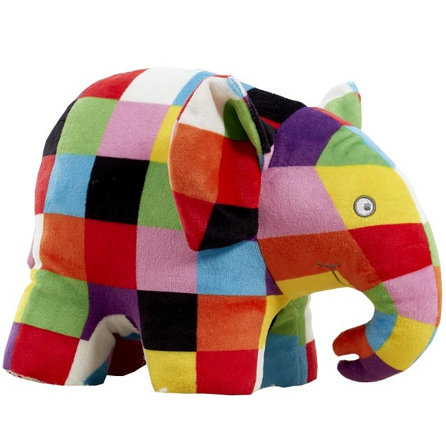 Rainbow Designs-Jucarie din plus cu sunete Elefantul Elmer, 20 cm [1]