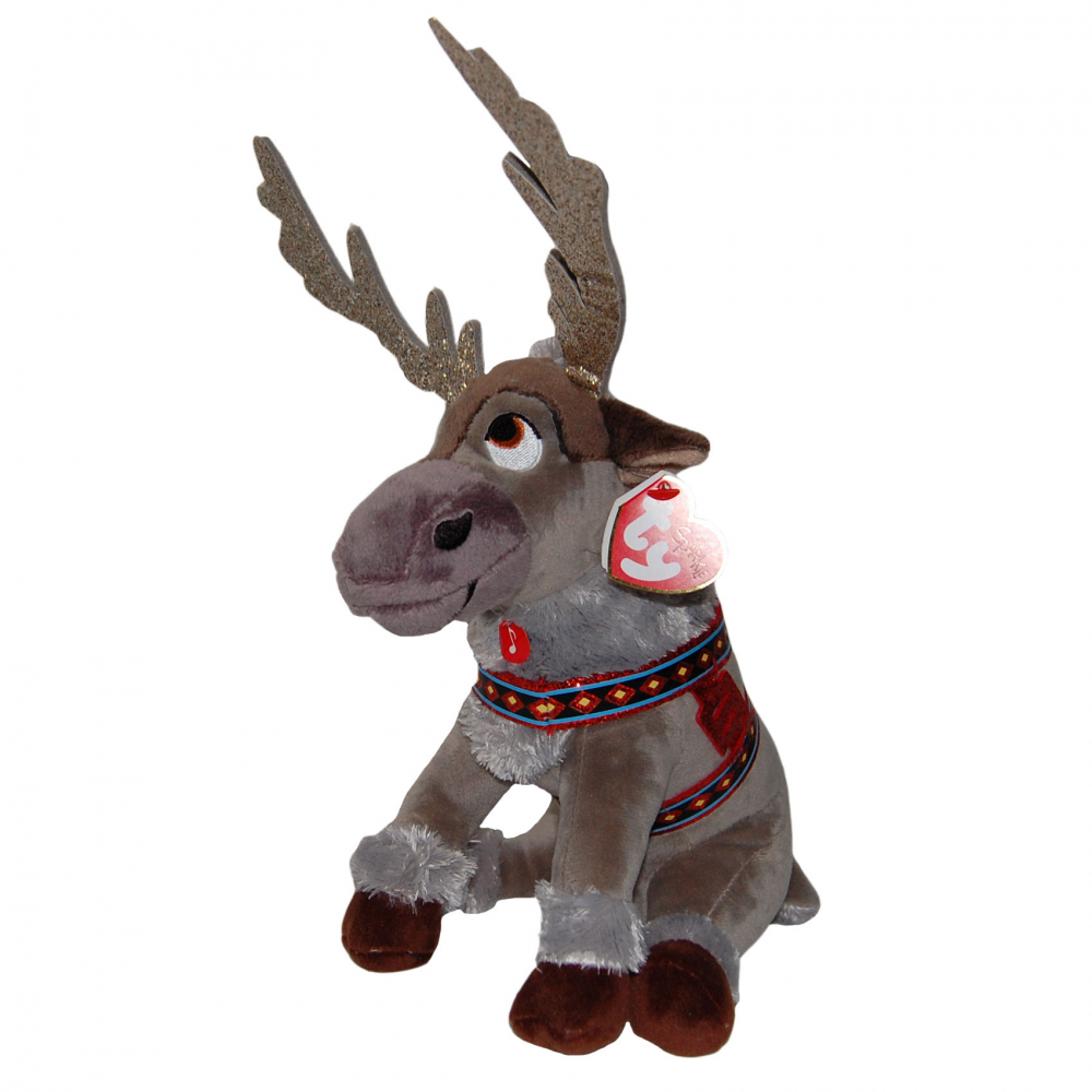 Jucarie din plus cu sunete Renul Sven cu ham rosu, Frozen, 16 cm [2]