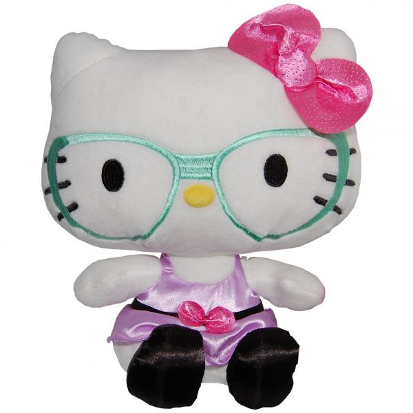 Jucarie din plus Hello Kitty cu ochelari si rochie mov, 23 cm [1]