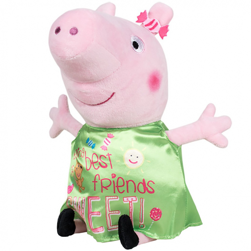 Jucarie din plus Peppa Pig cu rochie verde din satin, 17 cm [1]