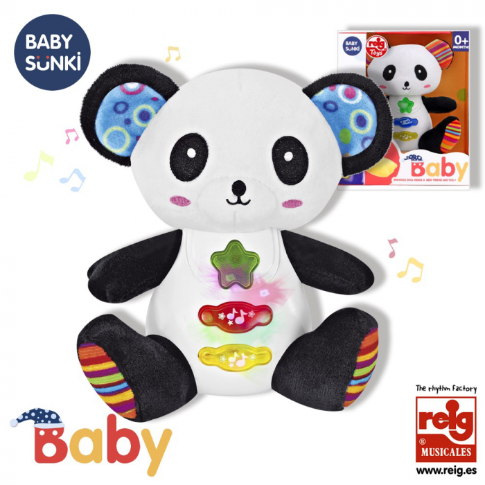 Reig Musicales-Jucarie interactiva bebe cu sunete si lumini 15 cm - Panda [2]