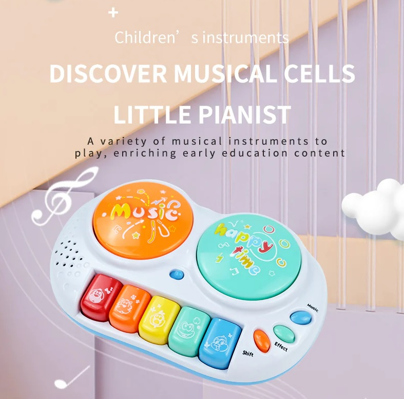 RS Toys-Jucarie muzicala bebe si interactiva, Tobe si pian cu taste colorate, cu sunete si lumini, sunete animale, insotire joc vizual lumini, varsta recomandata +6 luni [3]