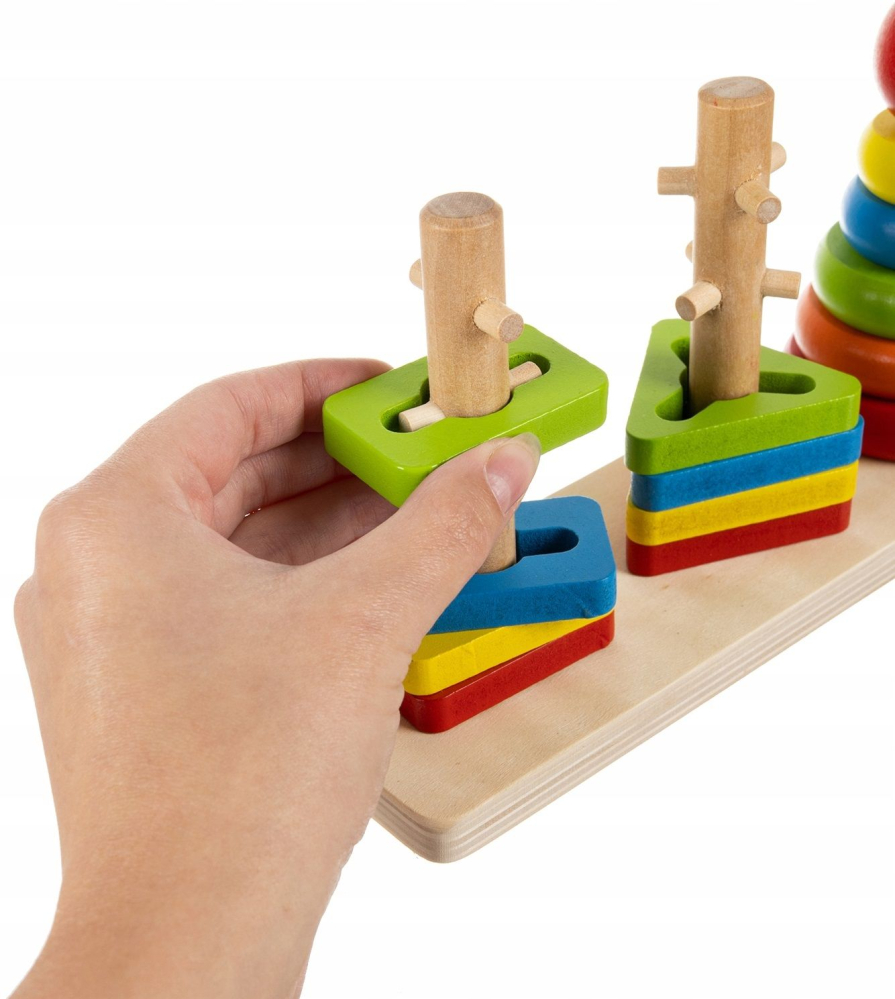 Jucarie senzoriala de sortat, Kruzzel, Lemn, 15 piese, Multicolor [3]