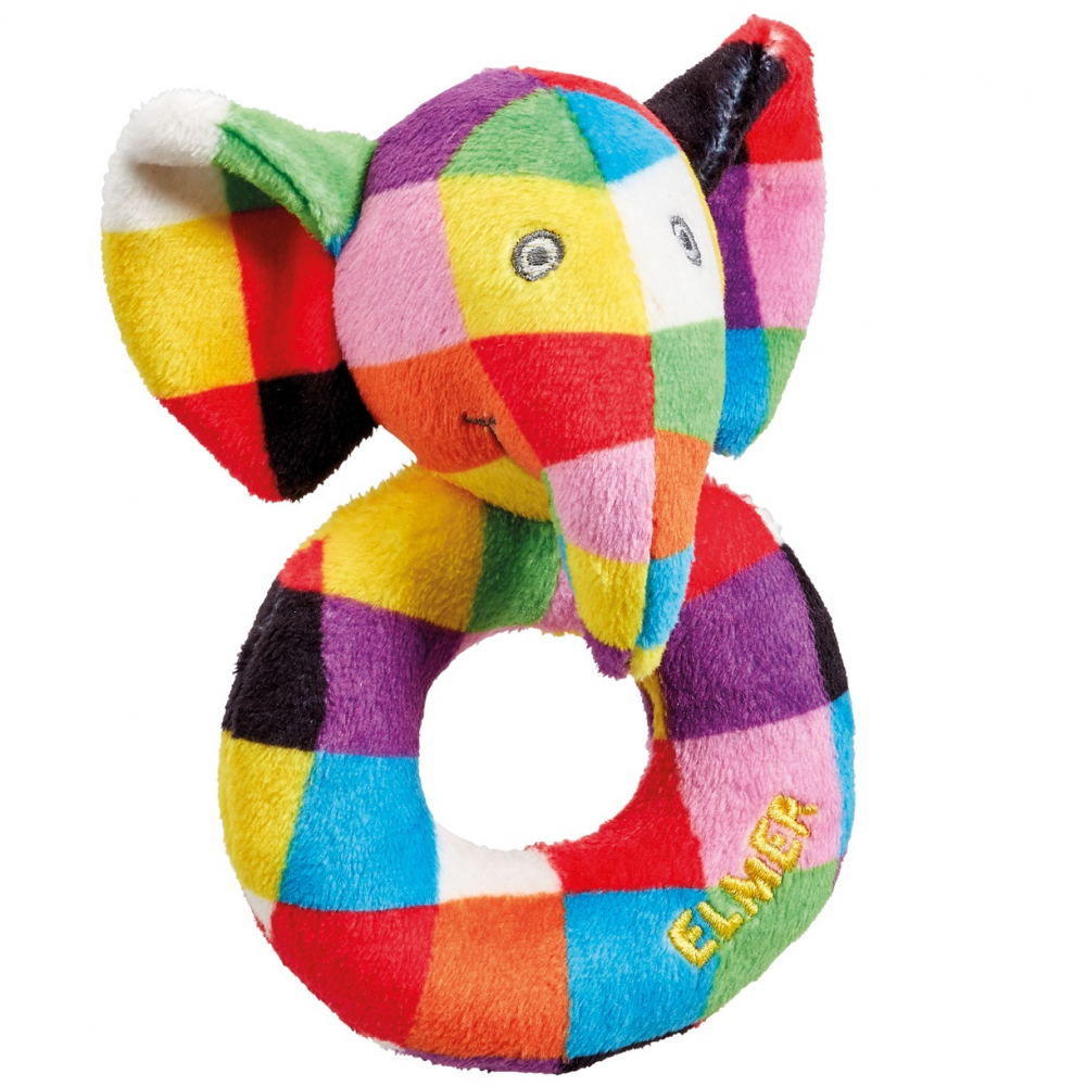 Rainbow Designs-Jucarie zornaitoare din plus Elefantul Elmer, 12 cm [1]