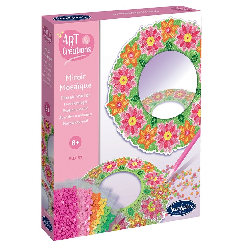 Kit creativ cu diamante / strasuri - Oglinda mozaic flori [3]