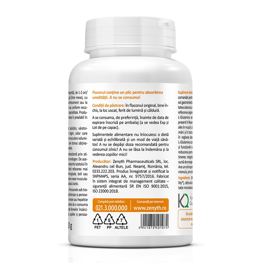 Zenyth-L-glutamina pulbere, 120 g, Zenyth [2]