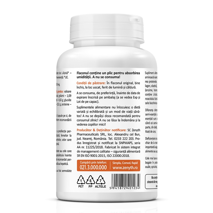 Zenyth-L-Lysine, 550 mg, 60 capsule, Zenyth [2]
