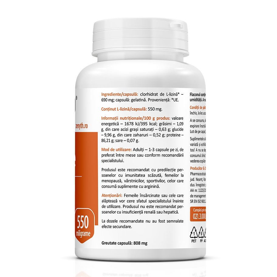 Zenyth-L-Lysine, 550 mg, 60 capsule, Zenyth [4]