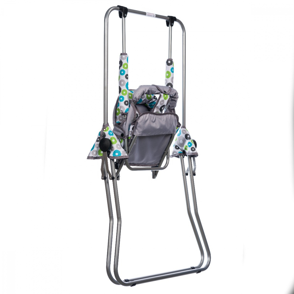 Leagan pentru copii, AppeKids, cu spatar reglabil, Grey Flowers [5]