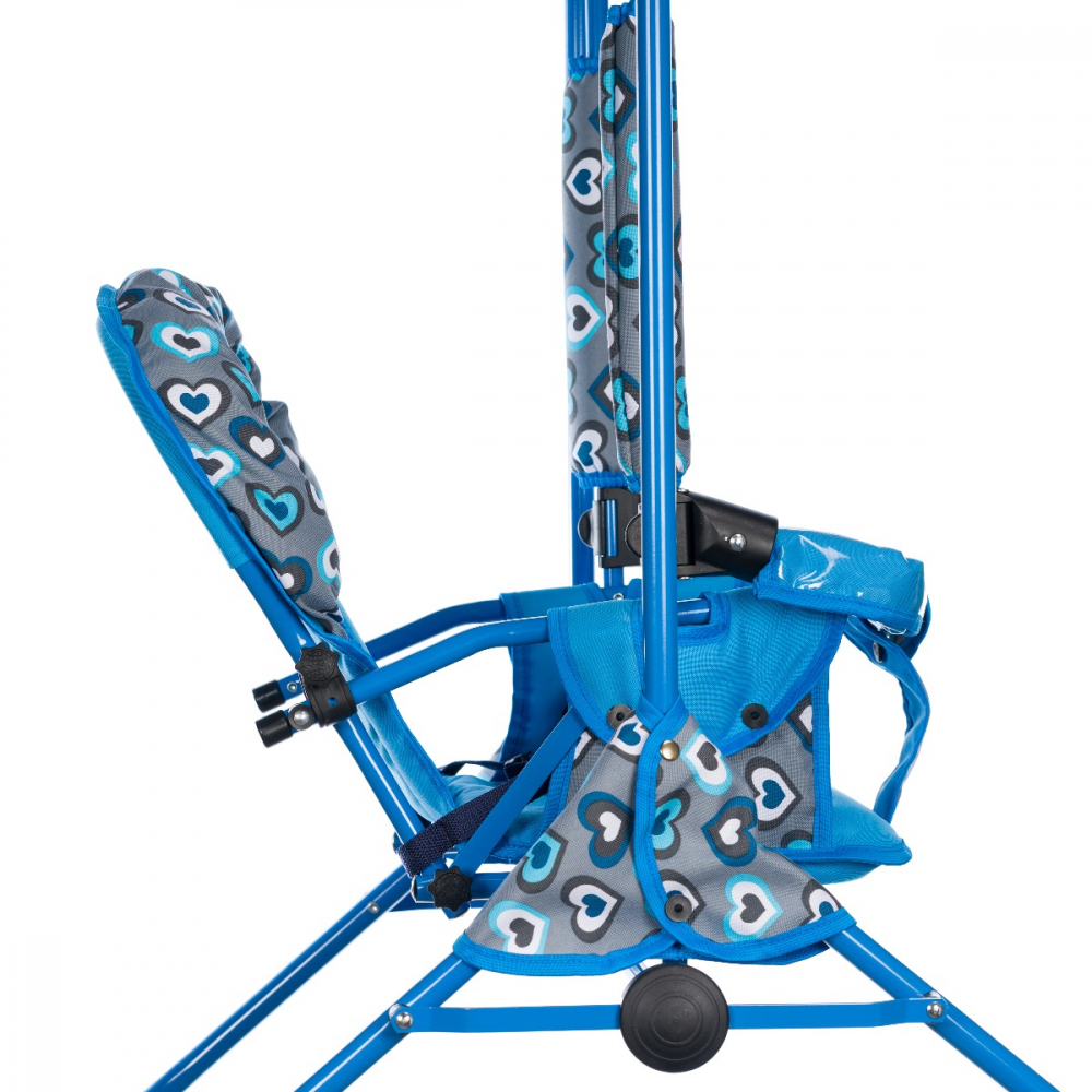 Leagan pentru copii, AppeKids, cu spatar reglabil si bara detasabila, Blue Hearts [5]