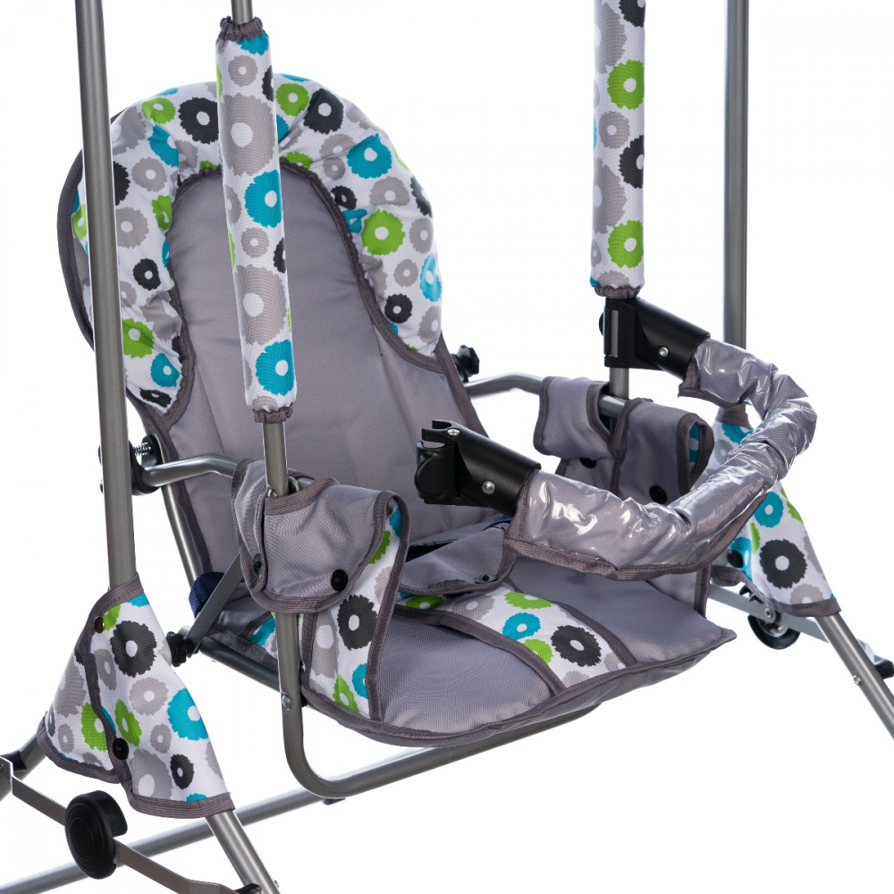 APPEKIDS-Leagan pentru copii, AppeKids, cu spatar reglabil si bara detasabila, Grey Flowers [6]