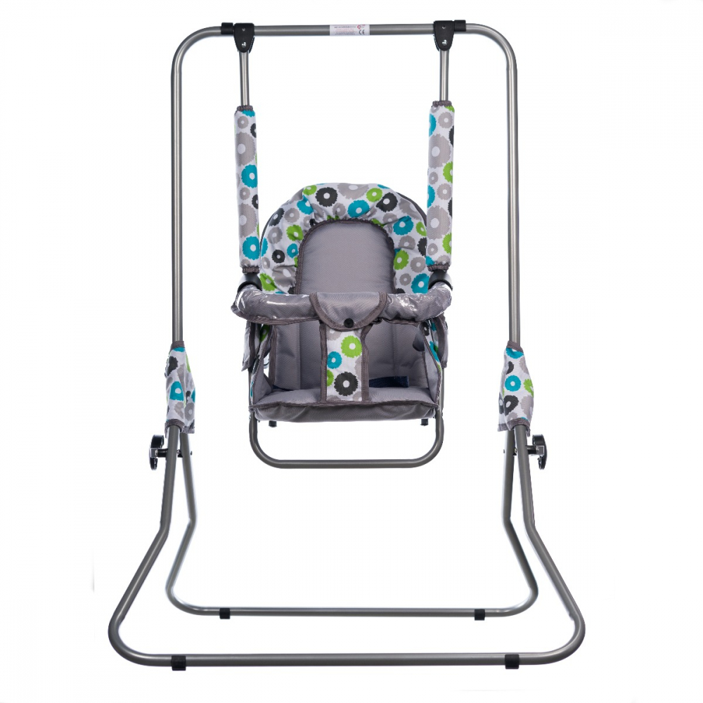 APPEKIDS-Leagan pentru copii, AppeKids, cu spatar reglabil si bara detasabila, Grey Flowers [1]