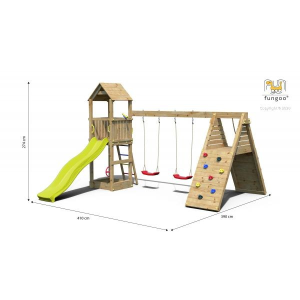 Fungoo-Loc de joaca din lemn Fungoo FLEPPI cu 2 leagane si catarator 04630PK [3]