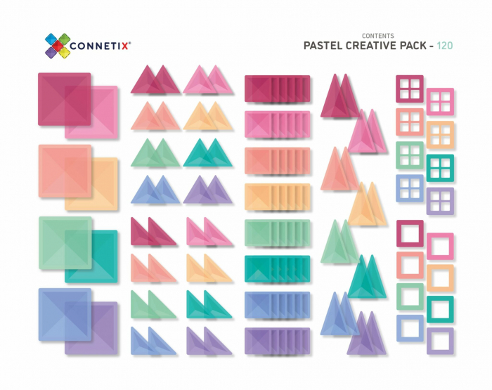 Connetix Magnetic Tiles Set constructie magnetic 120 piese Pastel creativitate [4]