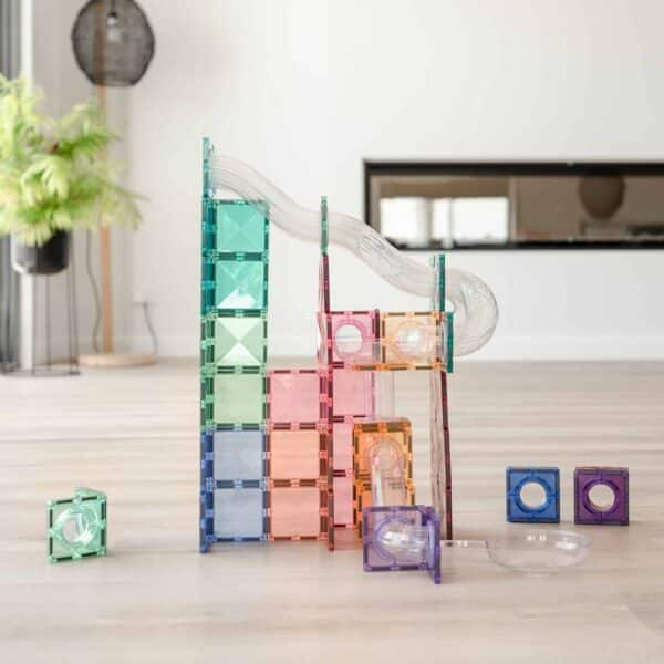 Magnetic Tiles Set constructie magnetic Marble Run 80 piese culori pastel [2]