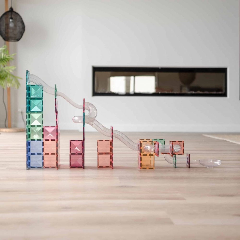 Magnetic Tiles Set constructie magnetic Marble Run 80 piese culori pastel [6]