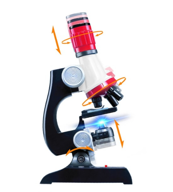 Microscop RS Toys pentru copii, cu lumini si baterii, negru cu rosu [1]