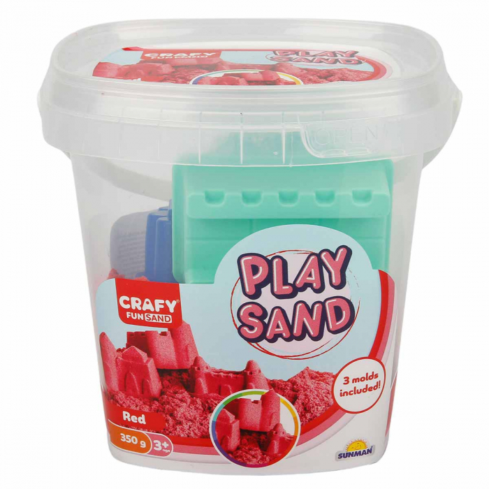 CRAFY-Nisip kinetic Fun Sand 350 gr Rosu si 3 unelte de modelat [1]