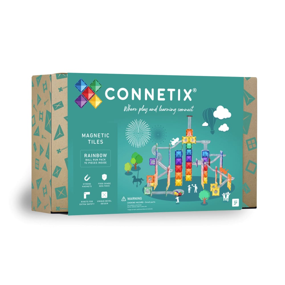Pachet Connetix Rainbow Ball Run, 92 Piese – Circuit Magnetic cu Bile, Educatie STEM, Distractie Dinamica [1]
