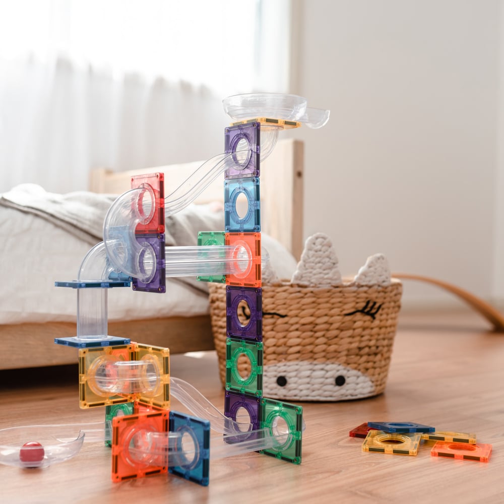 Pachet Connetix Rainbow Ball Run, 92 Piese – Circuit Magnetic cu Bile, Educatie STEM, Distractie Dinamica [6]