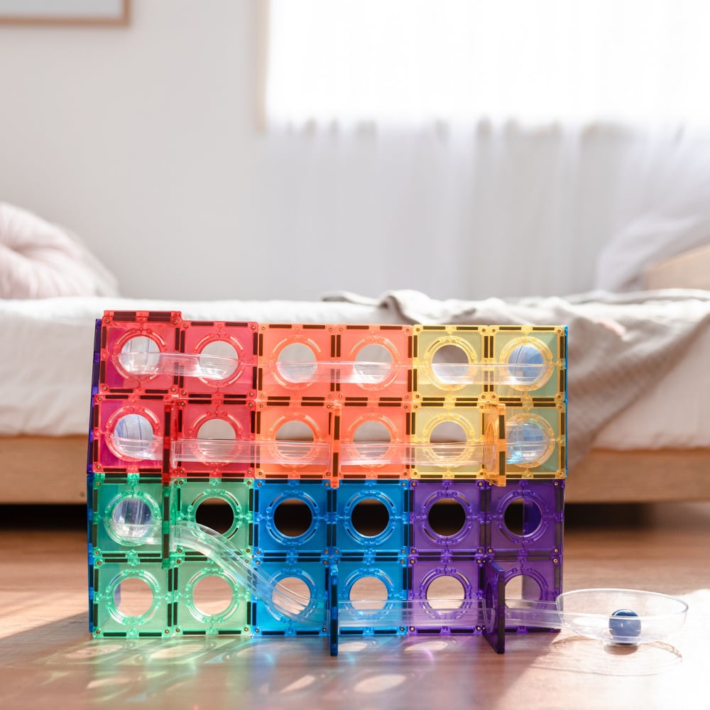 Pachet Connetix Rainbow Ball Run, 92 Piese – Circuit Magnetic cu Bile, Educatie STEM, Distractie Dinamica [5]