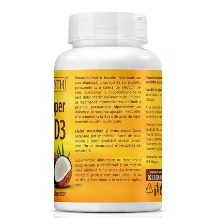 Zenyth-Pachet Super Vitamina D3 cu ulei de cocos 2000UI, 120 + 30 capsule, Zenyth [3]