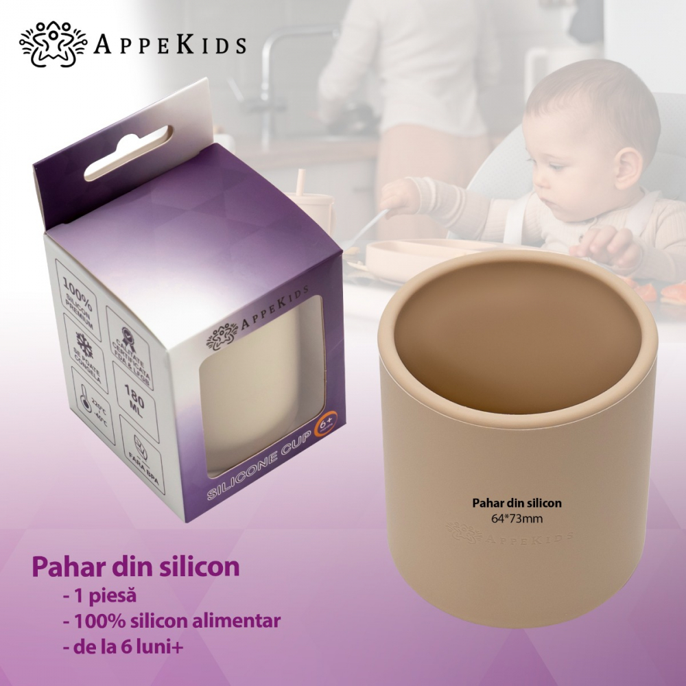 Pahar din silicon, AppeKids - Bubble Beige [2]