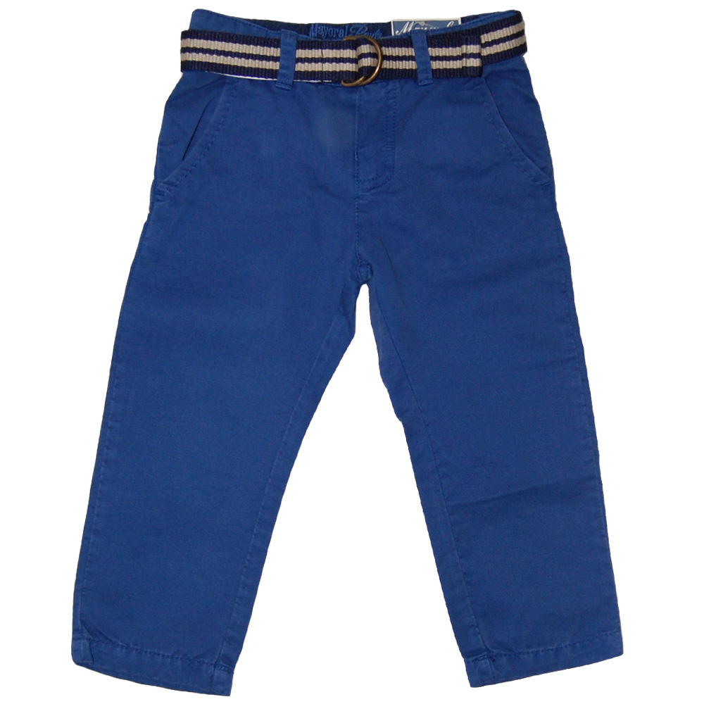 Pantaloni albastri din doc si curea textila (4525), 9 ani / 135 cm [1]