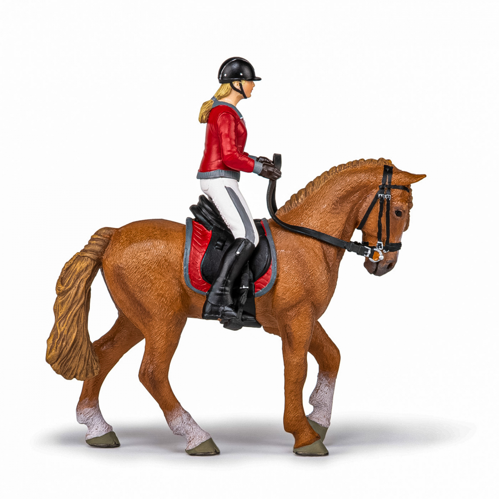 Papo Figurina Set Echitatie Cal Si Jocherita In Jacheta Rosie [3]