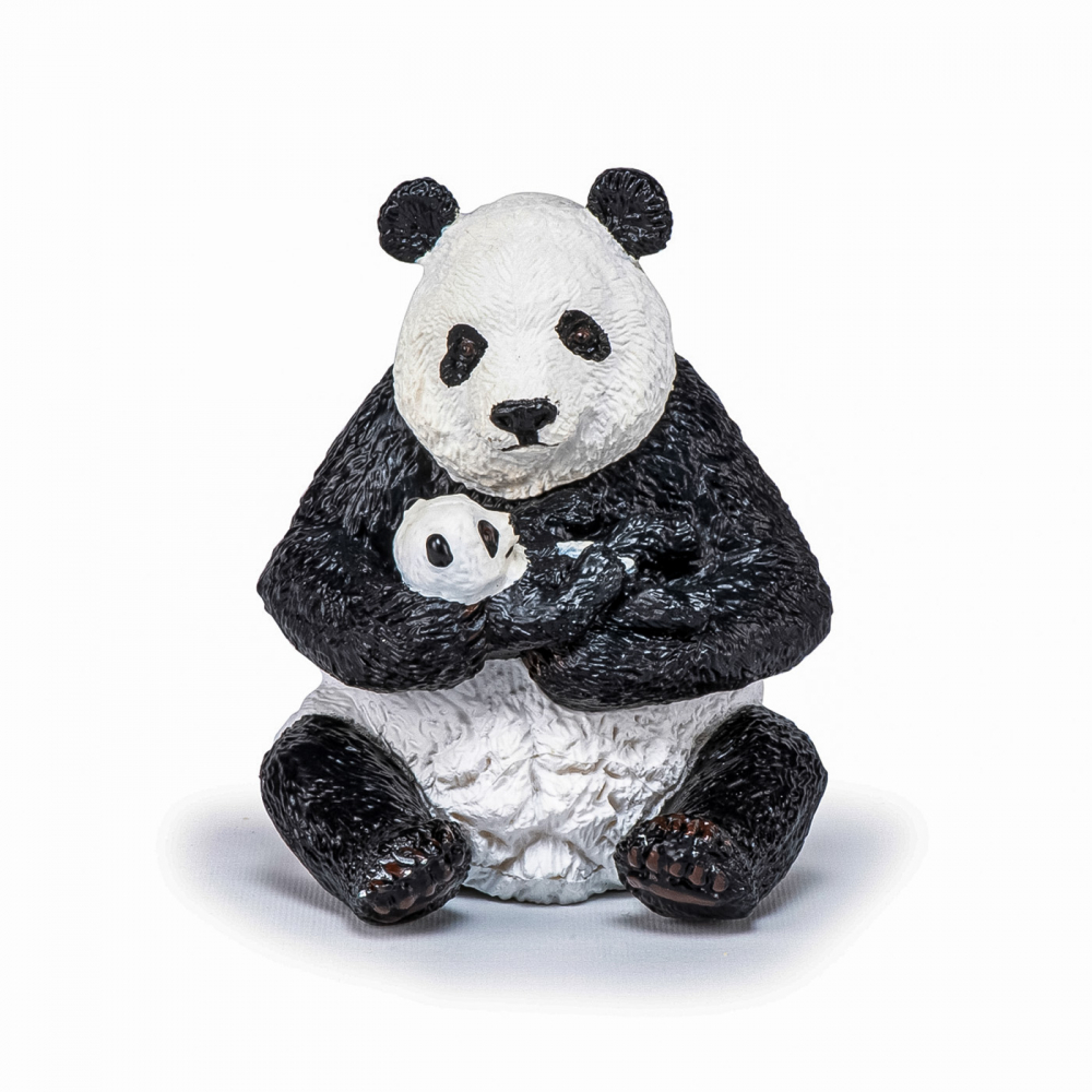 Papo Figurina Urs Panda Sezand Cu Pui In Brate [2]