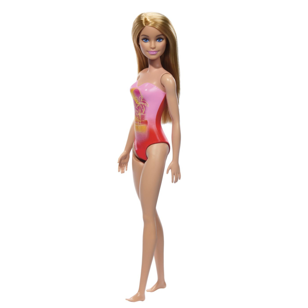 Papusa Barbie Blonda Cu Costum De Baie Roz La Piscina [6]