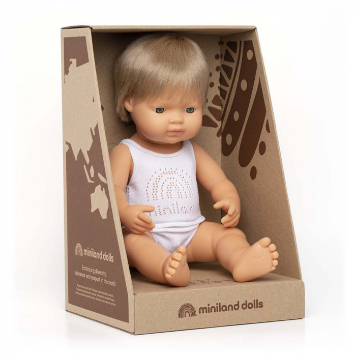 Miniland Papusa educativa 38 cm Baiat caucazian blond inchis [2]
