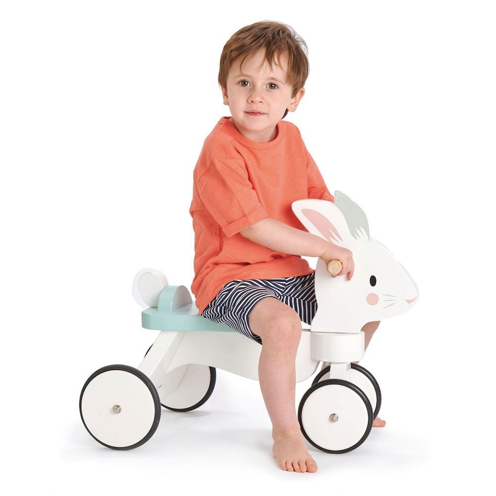 Tender Leaf Toys-Premergator bicicleta pe 4 roti Iepuras, din lemn premium - Running Rabbit Ride on [2]