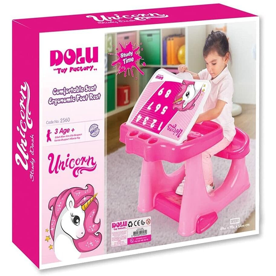 Pachet Prima mea tricicleta si Prima mea masa de studiu roz Unicorn [4]
