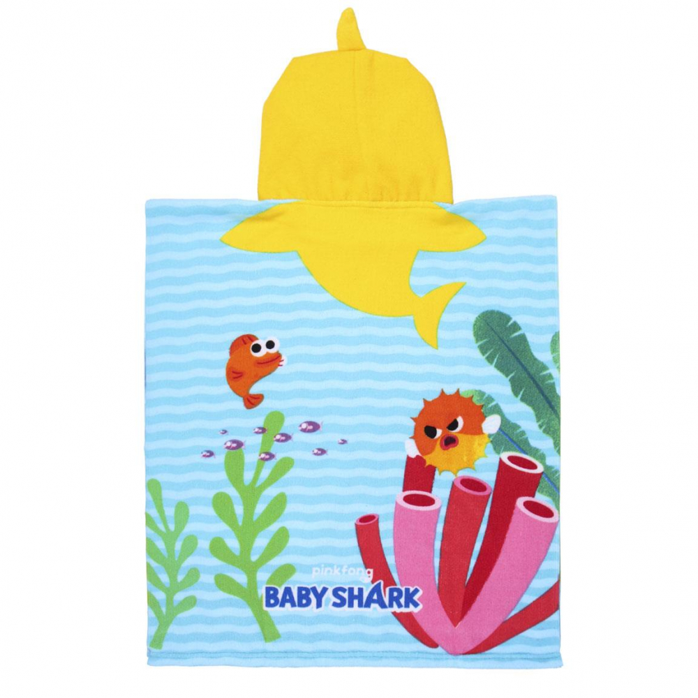 Prosop poncho cu gluga, Baby Shark, 50 x 115 cm [2]