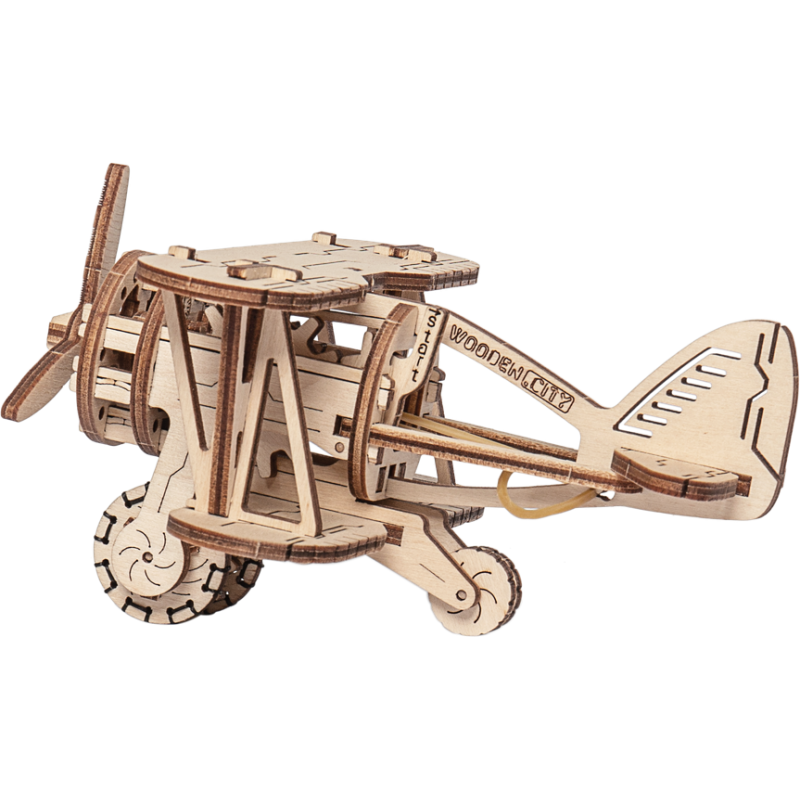 Wooden City-Puzzle 3D Avion - Kit model mecanic [3]