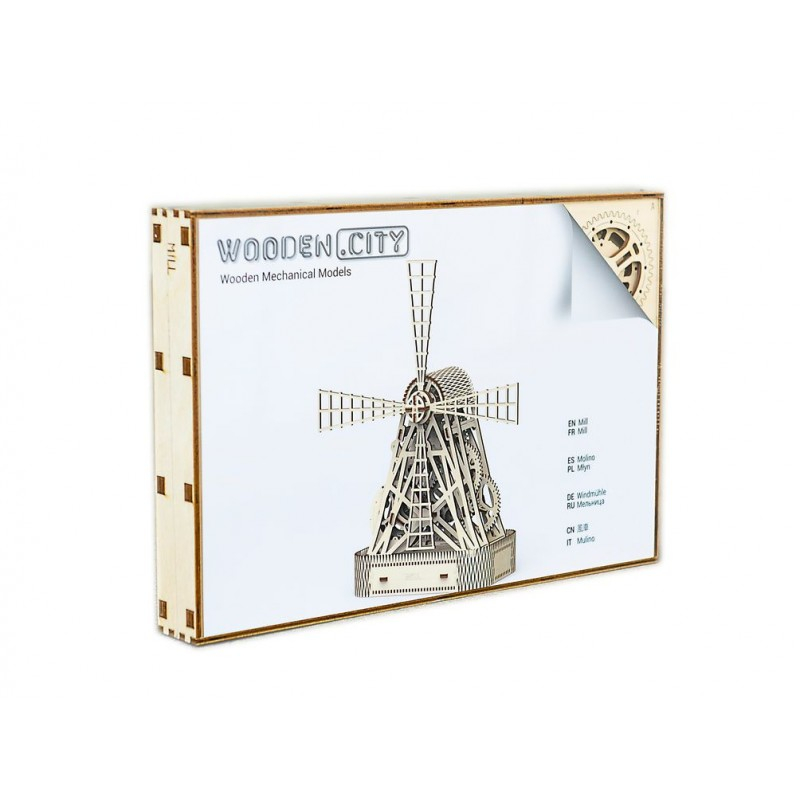 Wooden City-Puzzle 3D Moara - kit model mecanic [7]