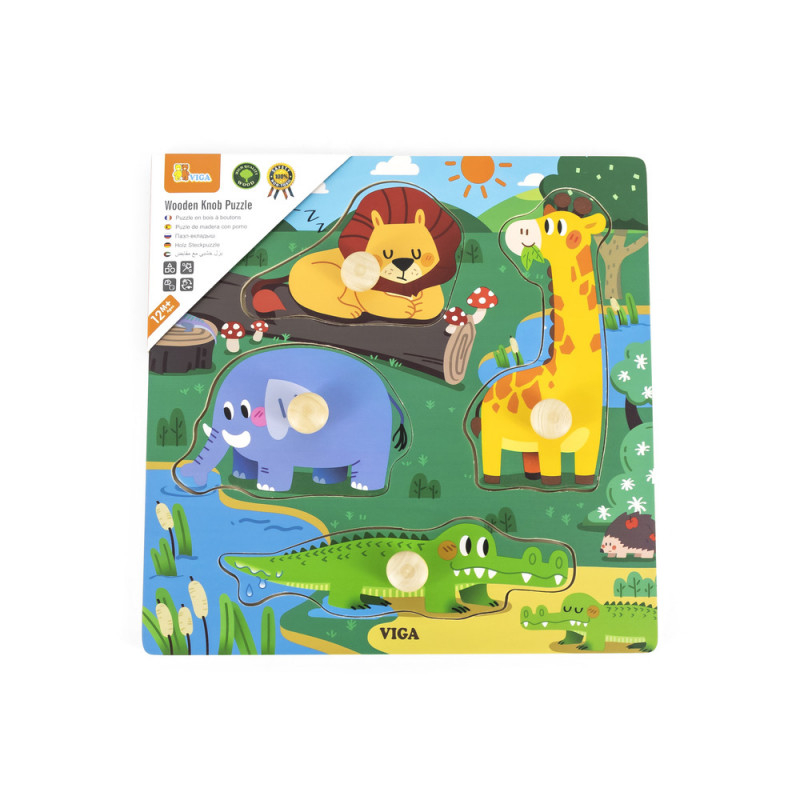 Viga-Puzzle cu manere - Animale salbatice in habitat, Viga [2]
