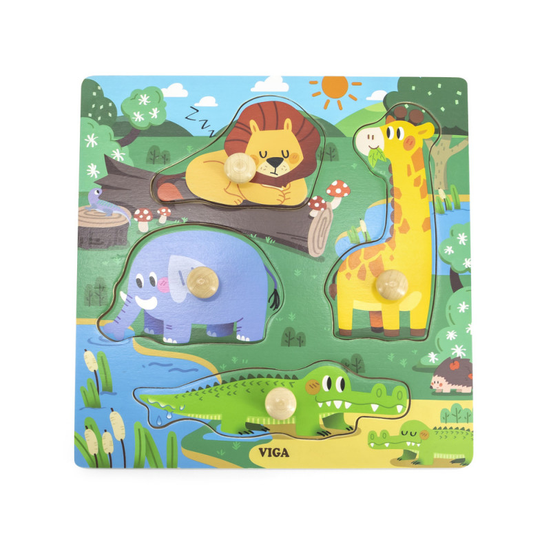 Viga-Puzzle cu manere - Animale salbatice in habitat, Viga [3]