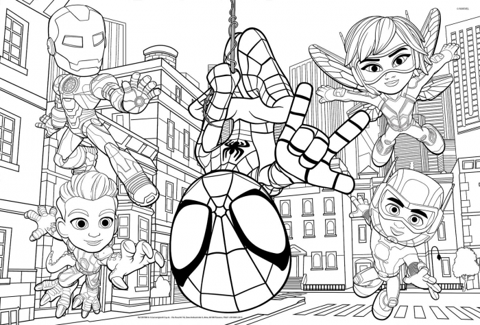Lisciani Puzzle de colorat maxi - Paienjenelul Marvel si prietenii lui uimitori 2 x 24 de piese  [4]