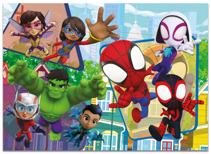Lisciani Puzzle de colorat maxi - Paienjenelul Marvel si prietenii lui uimitori 4 x 48 de piese  [5]