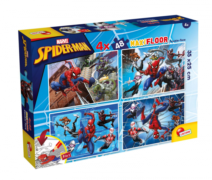 Lisciani Puzzle de colorat maxi - Spiderman 4 x 48 de piese  [1]